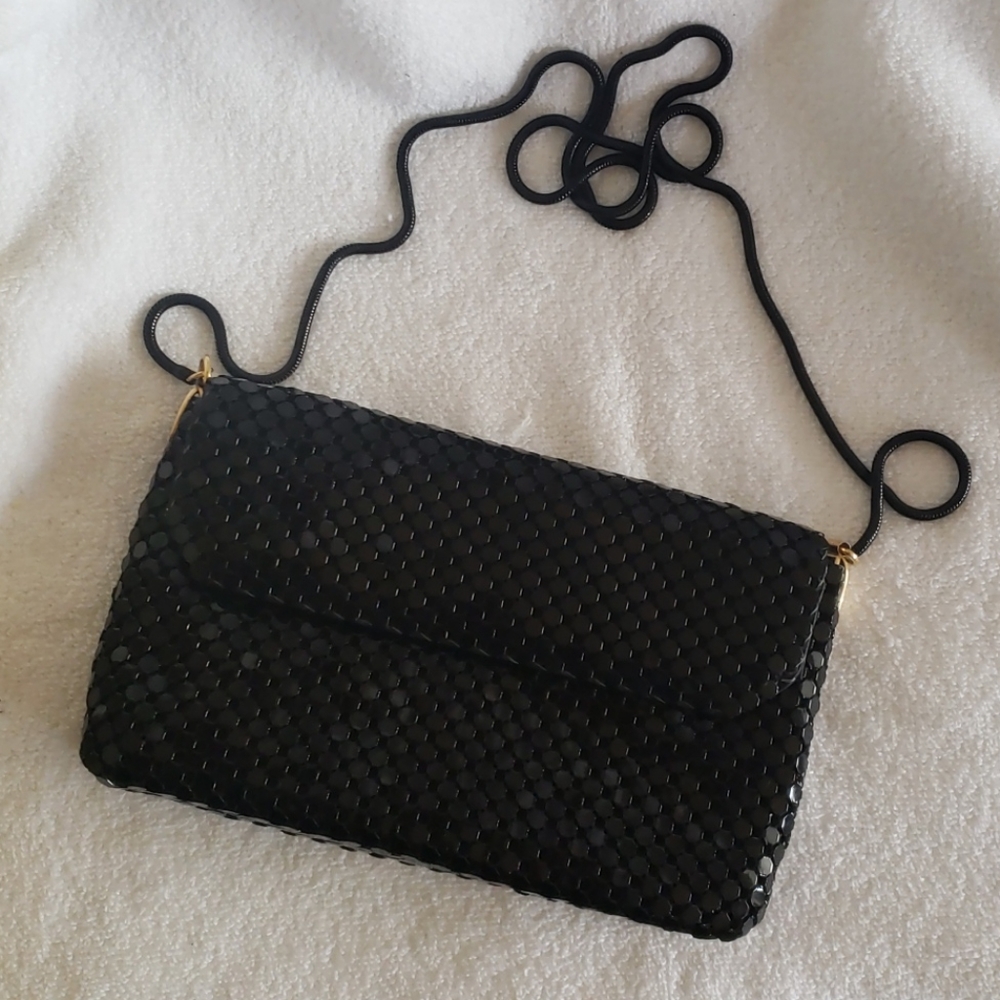 Black metal sequin crossbody